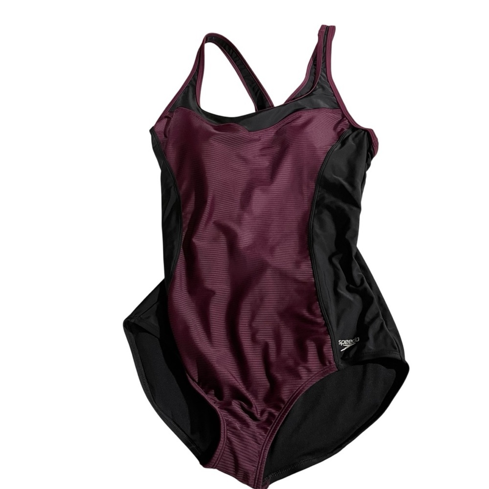 Speedo Women's One Piece in Deep Burgundy and Black XL